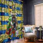 Cowboys Rugby Merry Christmas Window Curtain Indigenous Australian Art