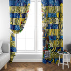 Cowboys Rugby Merry Christmas Window Curtain Indigenous Australian Art