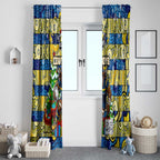 Cowboys Rugby Merry Christmas Window Curtain Indigenous Australian Art