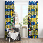 Cowboys Rugby Merry Christmas Window Curtain Indigenous Australian Art