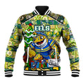 Custom Eels Rugby Merry Christmas Baseball Jacket Indigenous Australian Art