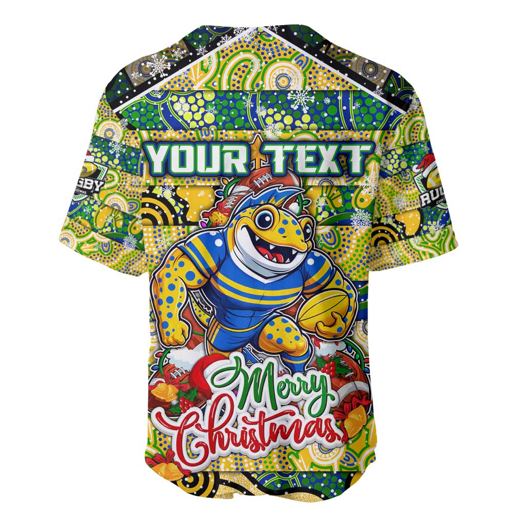 Custom Eels Rugby Merry Christmas Baseball Jersey Indigenous Australian Art