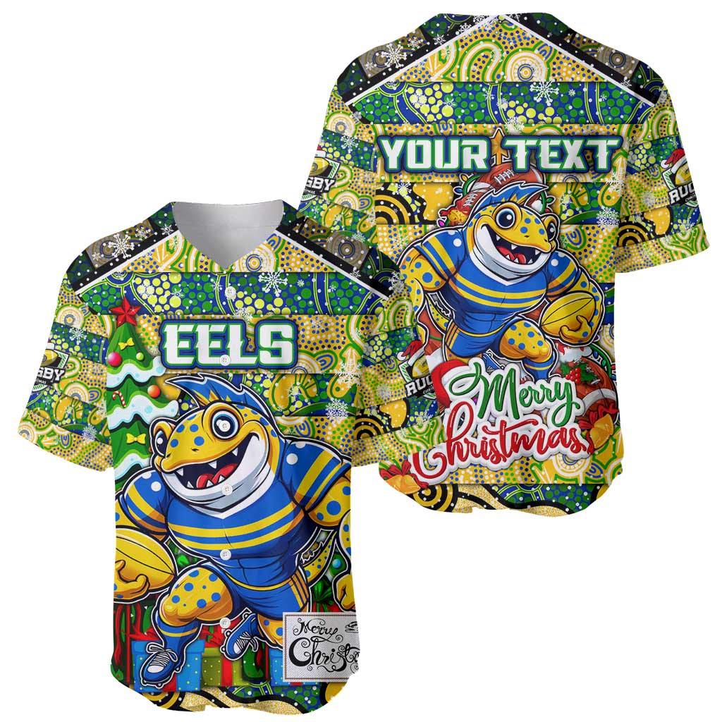 Custom Eels Rugby Merry Christmas Baseball Jersey Indigenous Australian Art