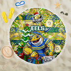 Eels Rugby Merry Christmas Beach Blanket Indigenous Australian Art