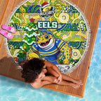 Eels Rugby Merry Christmas Beach Blanket Indigenous Australian Art