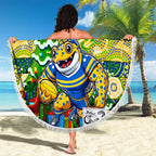 Eels Rugby Merry Christmas Beach Blanket Indigenous Australian Art