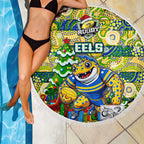 Eels Rugby Merry Christmas Beach Blanket Indigenous Australian Art