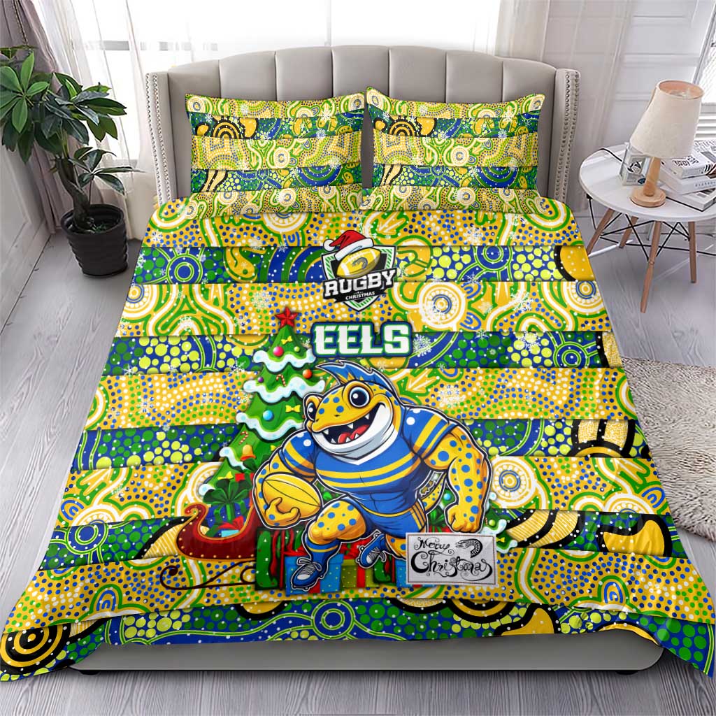 Eels Rugby Merry Christmas Bedding Set Indigenous Australian Art
