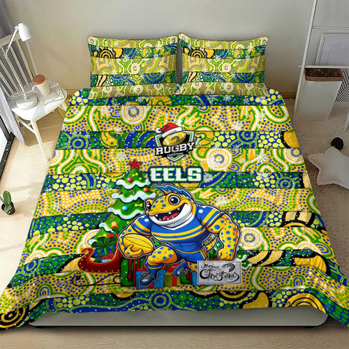 Eels Rugby Merry Christmas Bedding Set Indigenous Australian Art