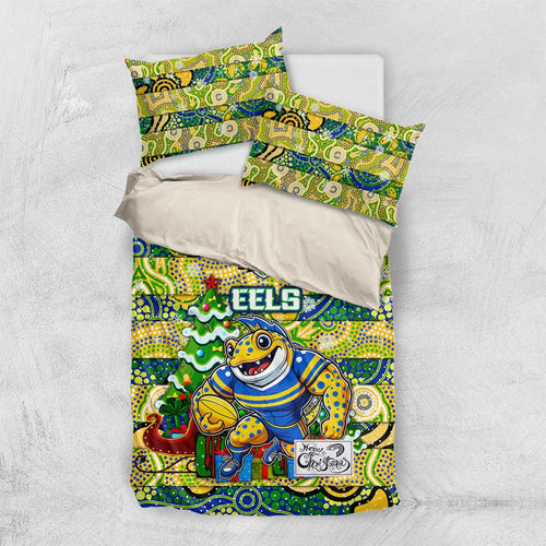 Eels Rugby Merry Christmas Bedding Set Indigenous Australian Art