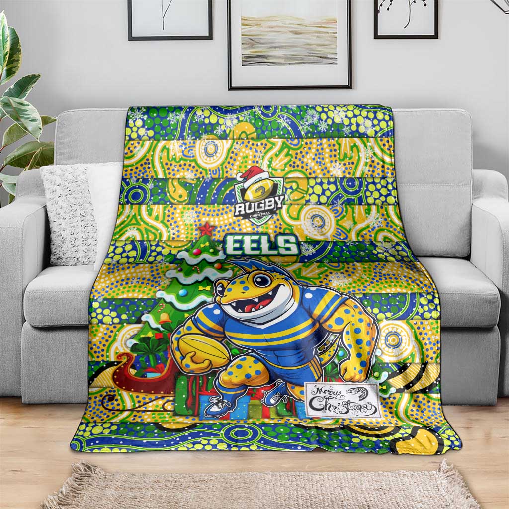 Eels Rugby Merry Christmas Blanket Indigenous Australian Art