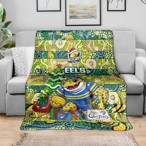 Eels Rugby Merry Christmas Blanket Indigenous Australian Art