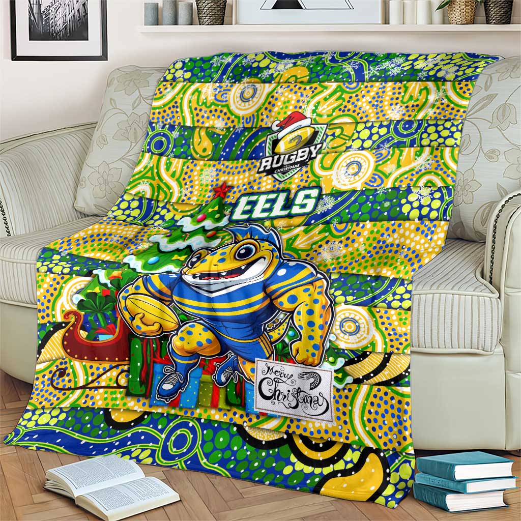 Eels Rugby Merry Christmas Blanket Indigenous Australian Art