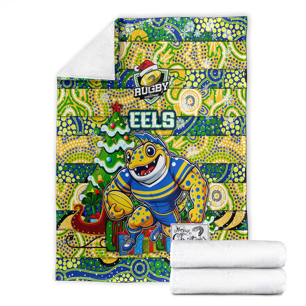 Eels Rugby Merry Christmas Blanket Indigenous Australian Art