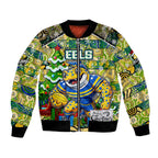 Custom Eels Rugby Merry Christmas Bomber Jacket Indigenous Australian Art
