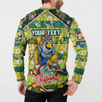 Custom Eels Rugby Merry Christmas Button Sweatshirt Indigenous Australian Art
