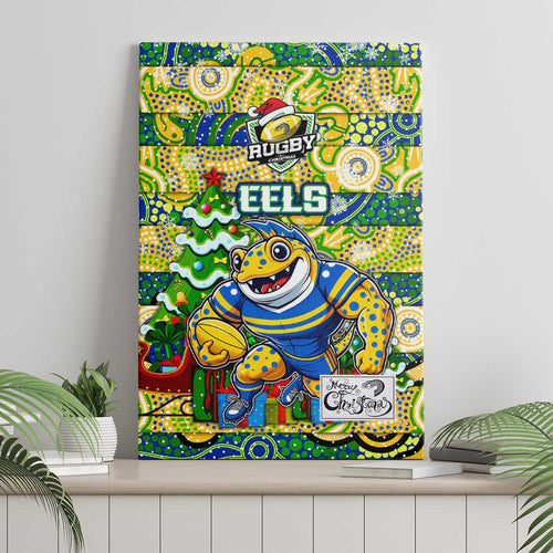 Eels Rugby Merry Christmas Canvas Wall Art Indigenous Australian Art