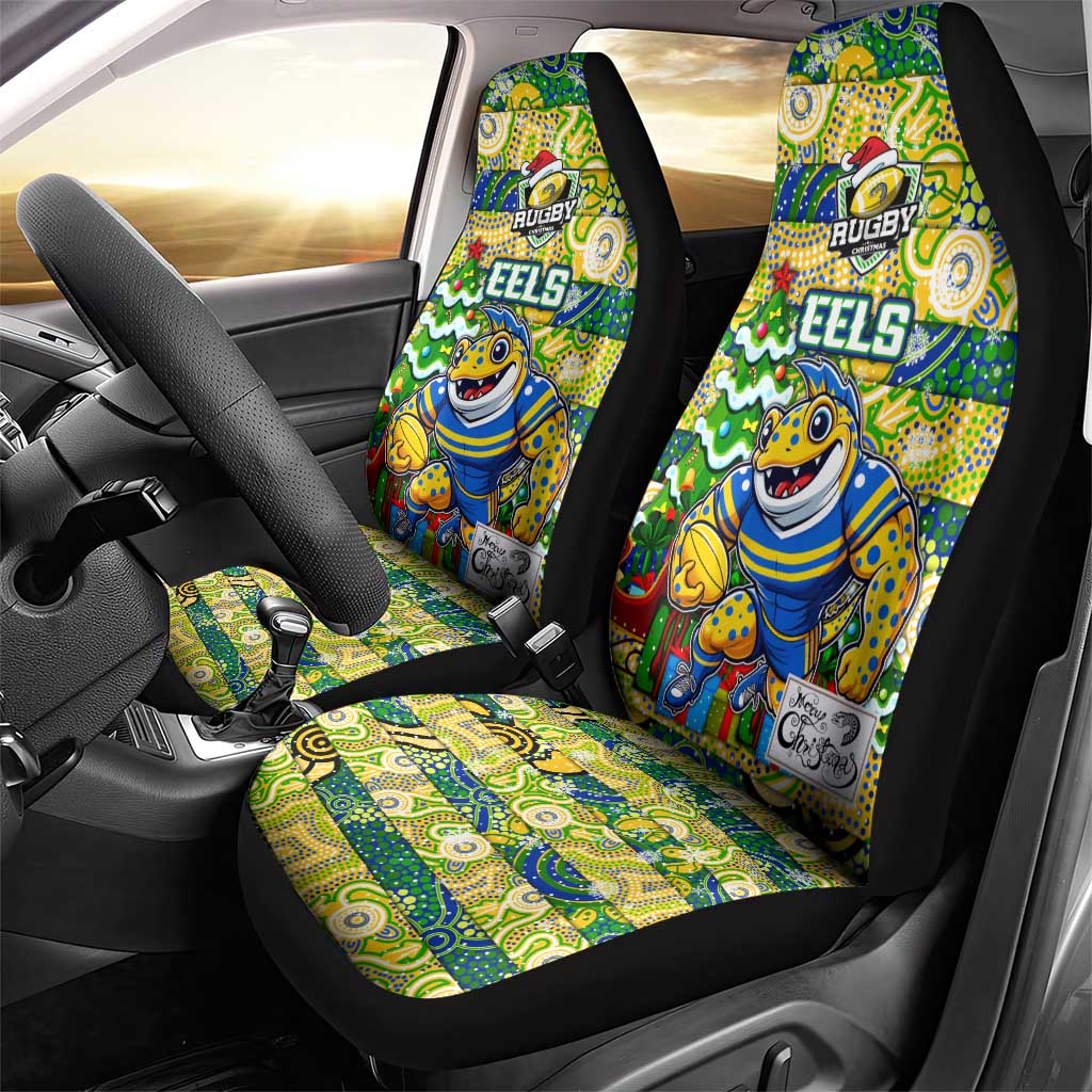 Eels Rugby Merry Christmas Car Seat Cover Indigenous Australian Art