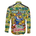 Custom Eels Rugby Merry Christmas Family Matching Off The Shoulder Long Sleeve Dress and Hawaiian Shirt Indigenous Australian Art