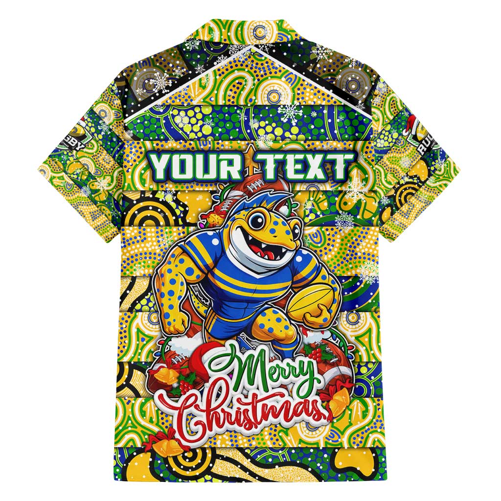 Custom Eels Rugby Merry Christmas Family Matching Off Shoulder Maxi Dress and Hawaiian Shirt Indigenous Australian Art