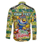 Custom Eels Rugby Merry Christmas Family Matching Off Shoulder Short Dress and Hawaiian Shirt Indigenous Australian Art