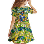 Custom Eels Rugby Merry Christmas Family Matching Puletasi and Hawaiian Shirt Indigenous Australian Art