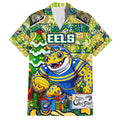 Custom Eels Rugby Merry Christmas Family Matching Summer Maxi Dress and Hawaiian Shirt Indigenous Australian Art