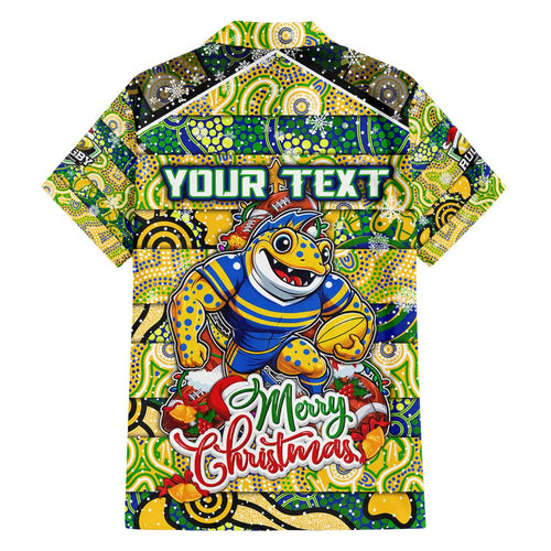 Custom Eels Rugby Merry Christmas Family Matching Tank Maxi Dress and Hawaiian Shirt Indigenous Australian Art