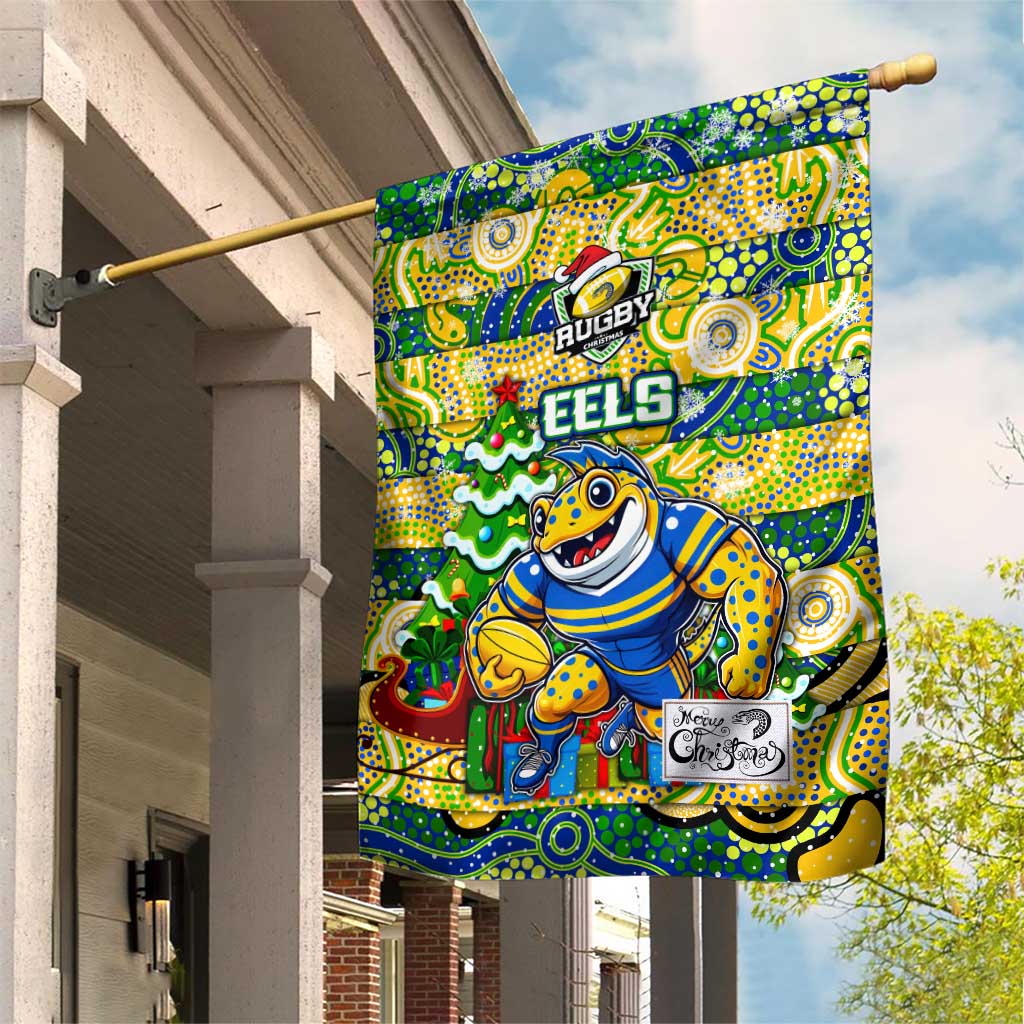 Eels Rugby Merry Christmas Garden Flag Indigenous Australian Art