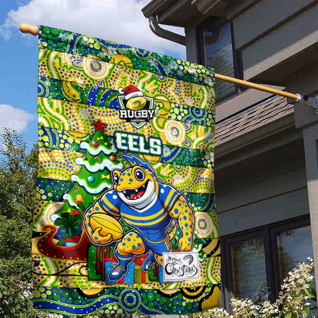 Eels Rugby Merry Christmas Garden Flag Indigenous Australian Art