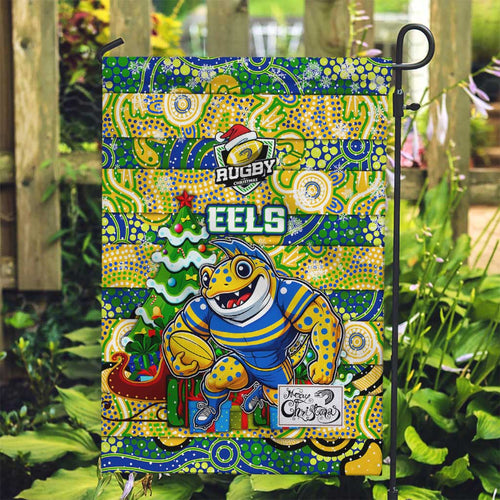 Eels Rugby Merry Christmas Garden Flag Indigenous Australian Art