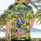 Custom Eels Rugby Merry Christmas Hawaiian Shirt Indigenous Australian Art