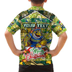Custom Eels Rugby Merry Christmas Hawaiian Shirt Indigenous Australian Art