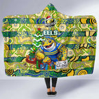 Eels Rugby Merry Christmas Hooded Blanket Indigenous Australian Art
