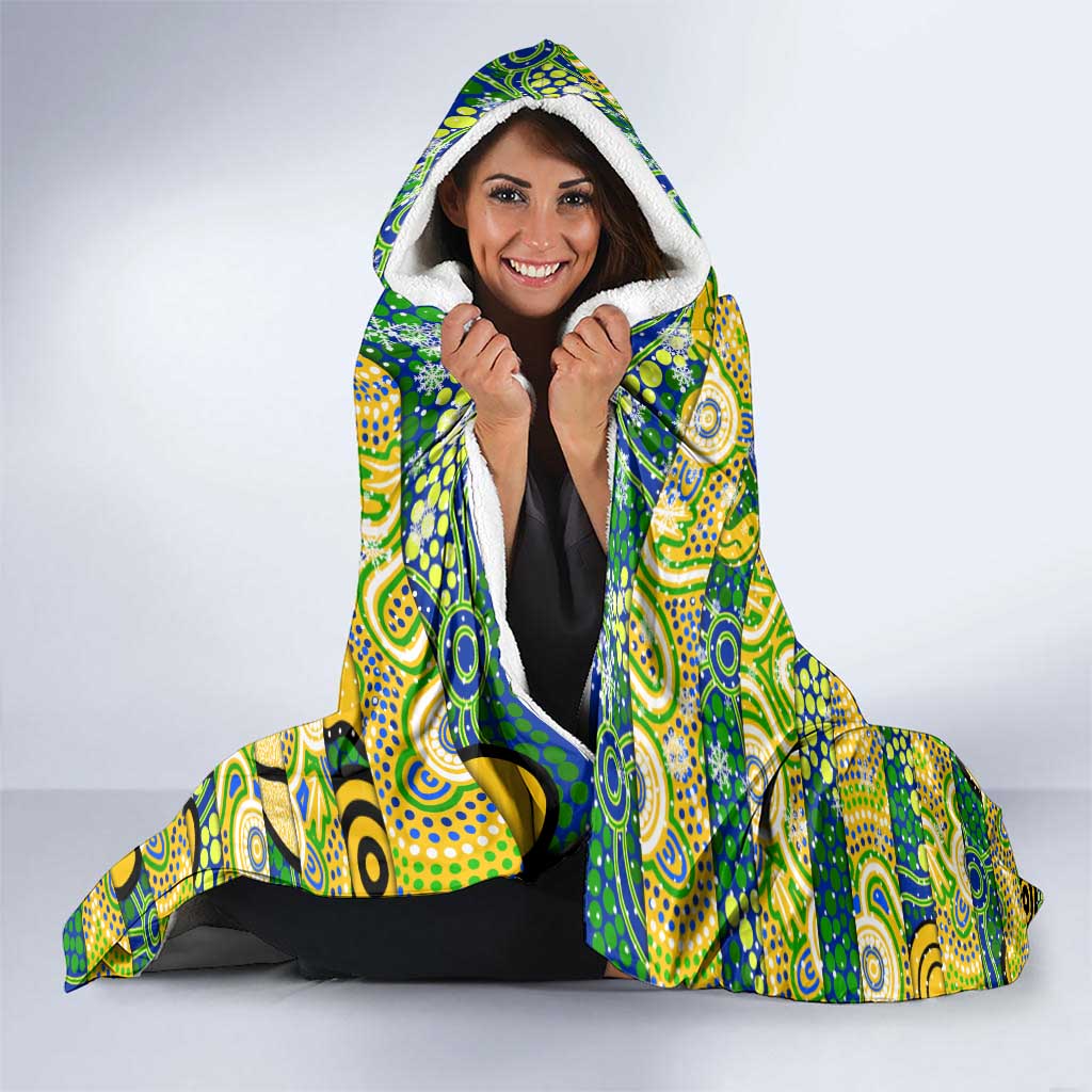 Eels Rugby Merry Christmas Hooded Blanket Indigenous Australian Art