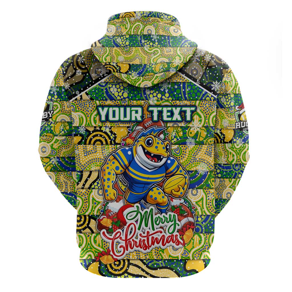 Custom Eels Rugby Merry Christmas Hoodie Indigenous Australian Art
