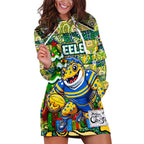 Custom Eels Rugby Merry Christmas Hoodie Dress Indigenous Australian Art