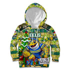 Custom Eels Rugby Merry Christmas Kid Hoodie Indigenous Australian Art