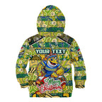 Custom Eels Rugby Merry Christmas Kid Hoodie Indigenous Australian Art
