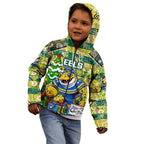 Custom Eels Rugby Merry Christmas Kid Hoodie Indigenous Australian Art