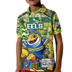 Custom Eels Rugby Merry Christmas Kid Polo Shirt Indigenous Australian Art