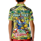 Custom Eels Rugby Merry Christmas Kid Polo Shirt Indigenous Australian Art