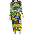 Custom Eels Rugby Merry Christmas Long Sleeve Bodycon Dress Indigenous Australian Art