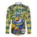 Custom Eels Rugby Merry Christmas Long Sleeve Button Shirt Indigenous Australian Art