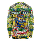 Custom Eels Rugby Merry Christmas Long Sleeve Shirt Indigenous Australian Art