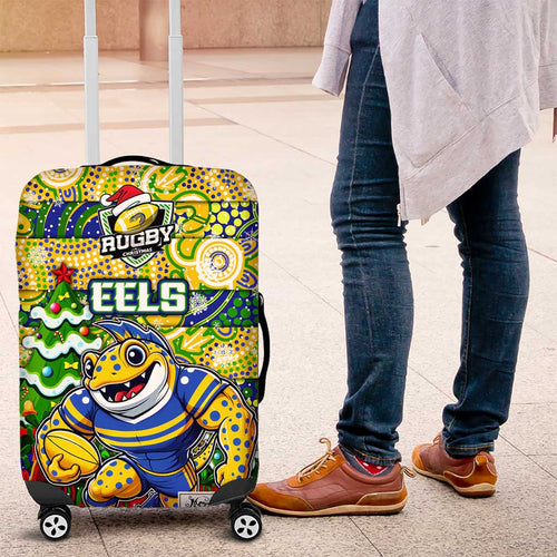 Eels Rugby Merry Christmas Luggage Cover Indigenous Australian Art