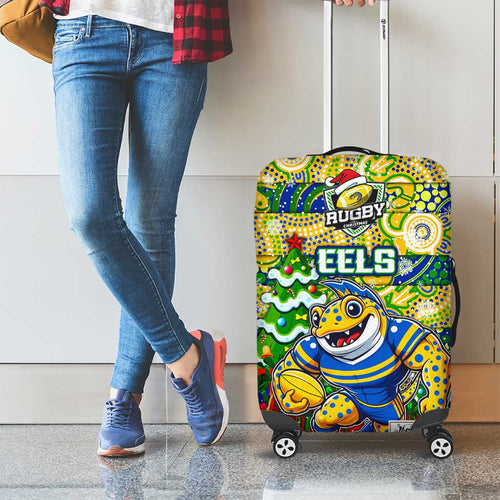 Eels Rugby Merry Christmas Luggage Cover Indigenous Australian Art