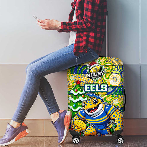 Eels Rugby Merry Christmas Luggage Cover Indigenous Australian Art