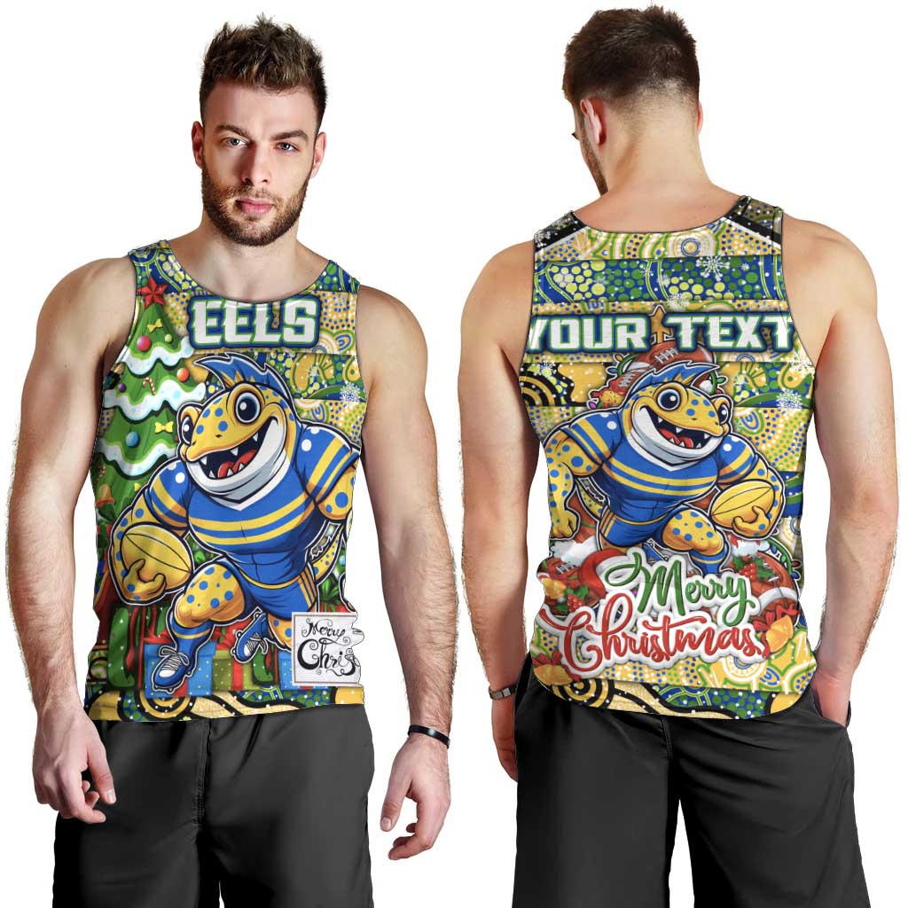 Custom Eels Rugby Merry Christmas Men Tank Top Indigenous Australian Art