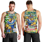 Custom Eels Rugby Merry Christmas Men Tank Top Indigenous Australian Art